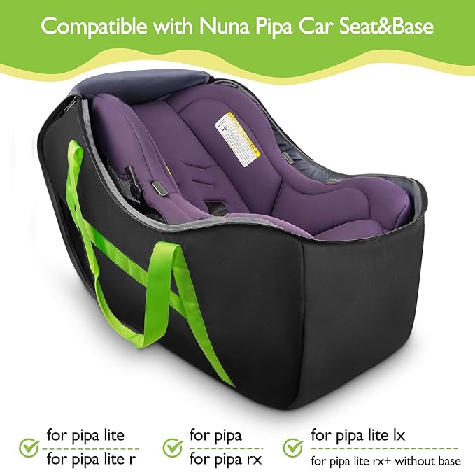 YOREPEK Infant Car Seat Travel Bag Compatible with All Nuna Pipa Car Seat and Base or Chicco KeyFit 30 and Base, Padded Car Seat Bags for Air Travel,Car Seat Gate Check Bag with 5 Protective Feet