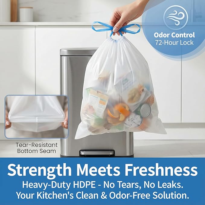 150 Count 2 Gallon Trash Bags Drawstring