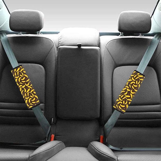 2 Pcs Car Seat Belt Pads Universal Seatbelt Protector Strap Soft Comfort Seat Belt Shoulder Strap for Adults Yellow Banana Pattern