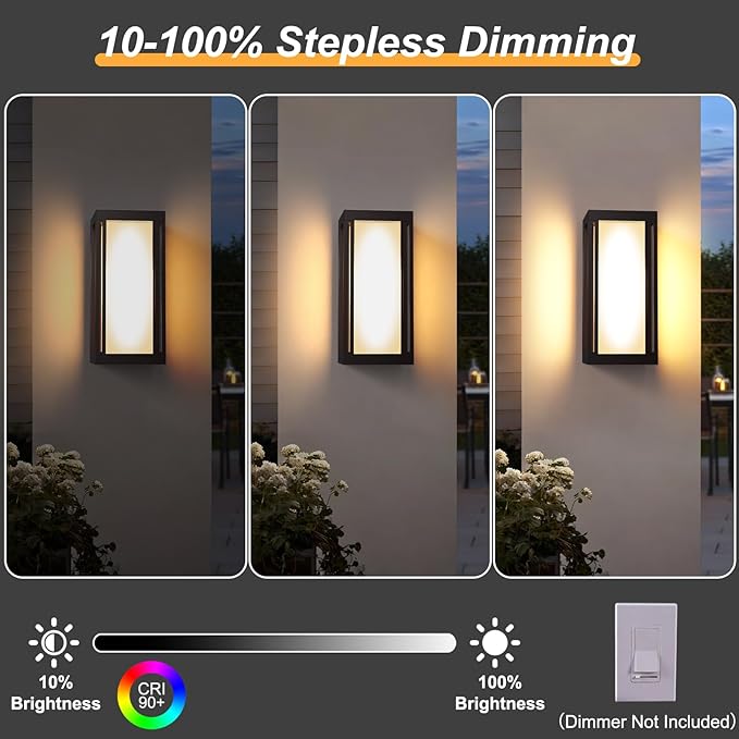 Dusk to Dawn Outdoor Wall Sconce, 3000K LED Outdoor Wall Lights Fixture for Patio, Waterproof Wall Mount Outside Light, 14.5in Outdoor Lanterns for Home, Porch, Front Door, 1 Pack