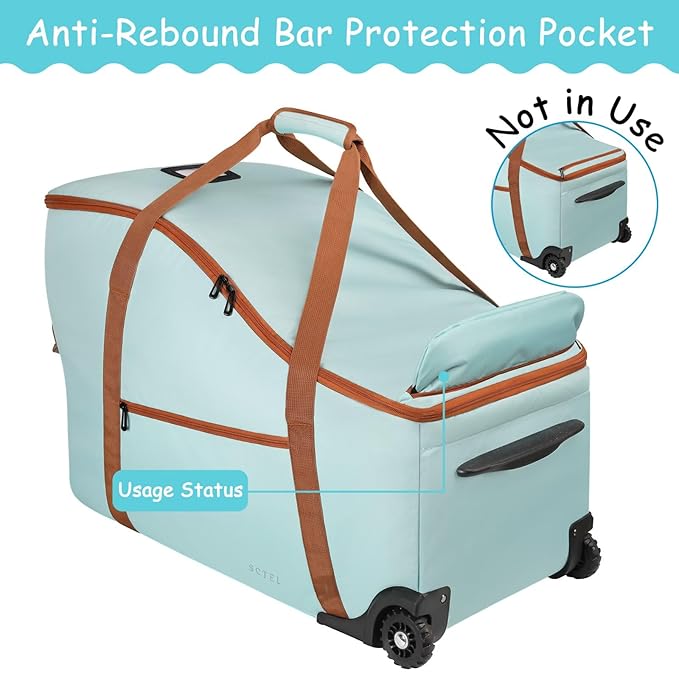 SCTEL Car Seat Travel Bag for Airplane Compatible with Most Infant Car Seats, Padded Car Seat Cover Bag, Carseat Gate Check Bag for Road Travel