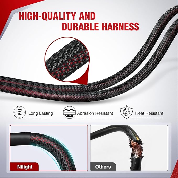 Nilight Wiring Harness Kit Nylon 14 AWG 2 Leads 12V 5Pin Rocker Switch Laser On Off Power Relay Blade Fuse for LED Light Bar Off Road Lights on Cars Jeep Boat Trucks