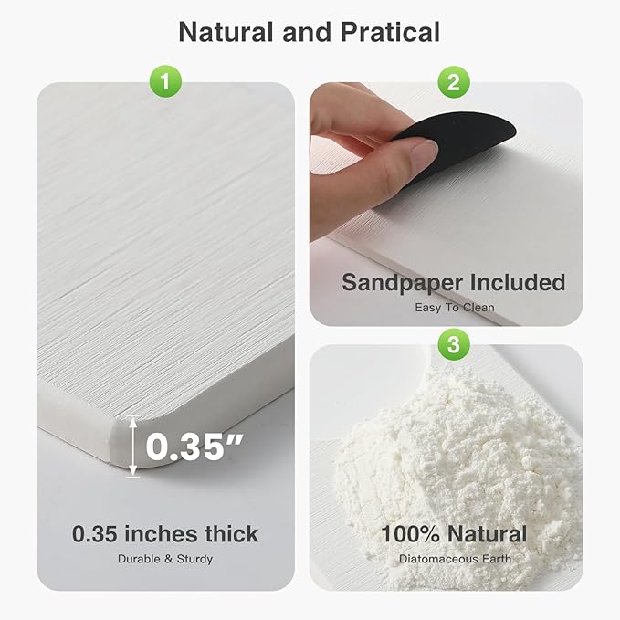 30" x 4" Stone Faucet Mat for Kitchen Sink, Quick Drying Diatomite Sink Tray