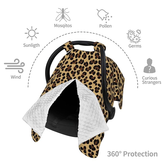 KiuLoam Animal Leopard Cheetah Print Baby Car Seat Canopy, Nursing Cover Breastfeeding Scarf, Stretchy Soft Breathable Infant Carseat Cover for Babies Boys Girls