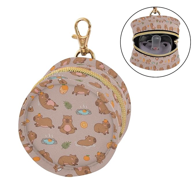 Cute Capybara Orange Purple Print Pacifier Holder Case for Diaper Bag Portable Travel Pacifier Storage Case with Clip Newborn Baby Pouch for Baby Boys Girls Purse Outdoor