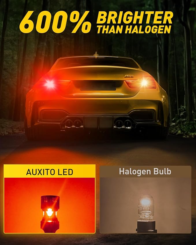 AUXITO CANBUS 3156 3157 LED Bulbs Red with Built-in Resistor 3056 3057 3457R 4057 4156 4157 Anti Hyper Flash Error Free Brake Lights, Tail Lights, Stop Lights, Turn Signal Lights, Pack of 2