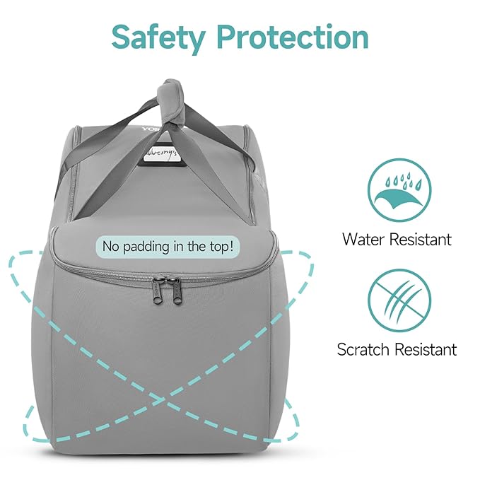 YOREPEK Car Seat Travel Bag for Airplane Compatible with Nuna Pipa Car Seat and Base, Fits for DOONA Stroller without Base, Padded Car Seat Carrier for Airport with 5 Protective Bumper Feet, All Gray