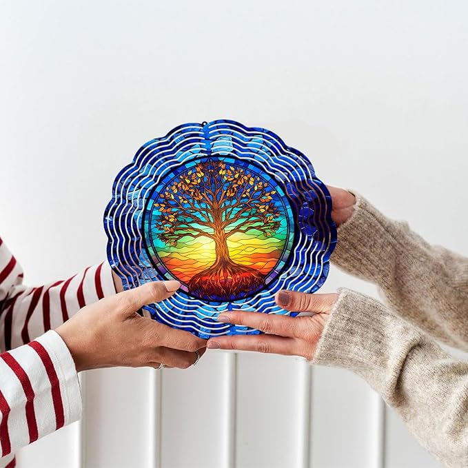 Tree of Life Yard and Garden Wind Spinner, Unique 3D Hanging Tree of Life Wind Spinner