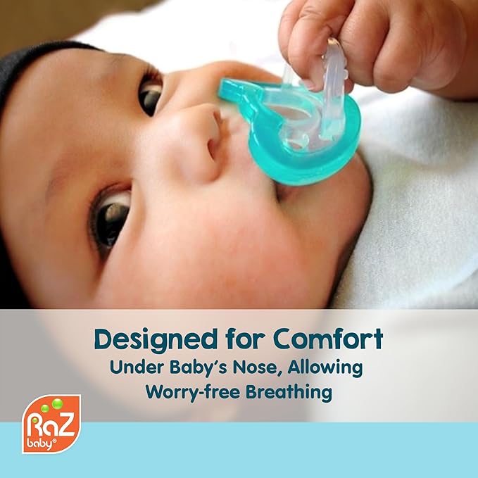 RaZbaby Jollypop Pacifier for Newborns & Up, USA Made, Natural Shaped Orthodontic Binky, Lovingly Shared in NICUs & Hospitals Worldwide, Medical-Grade 100% BPA-Free - 0-3 Months, 10 Pack - Teal