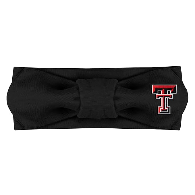 Creative Knitwear Texas Tech Red Raiders Infant Girls Black Solid Hair Knot Headband Embroidered Logo - Size Newborn - 4T
