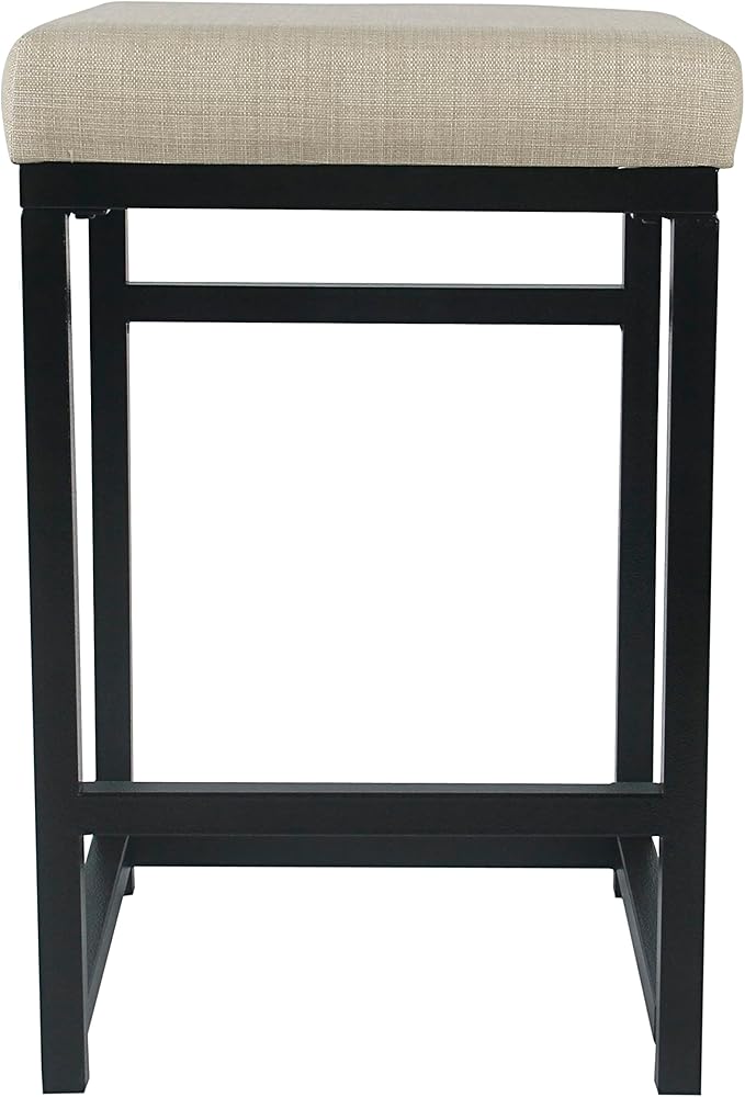HomePop Home Decor | Modern 24-Inch Counter Stool | Backless Metal Frame Bar Stools Counter Height | Decorative Home Furniture, Natural