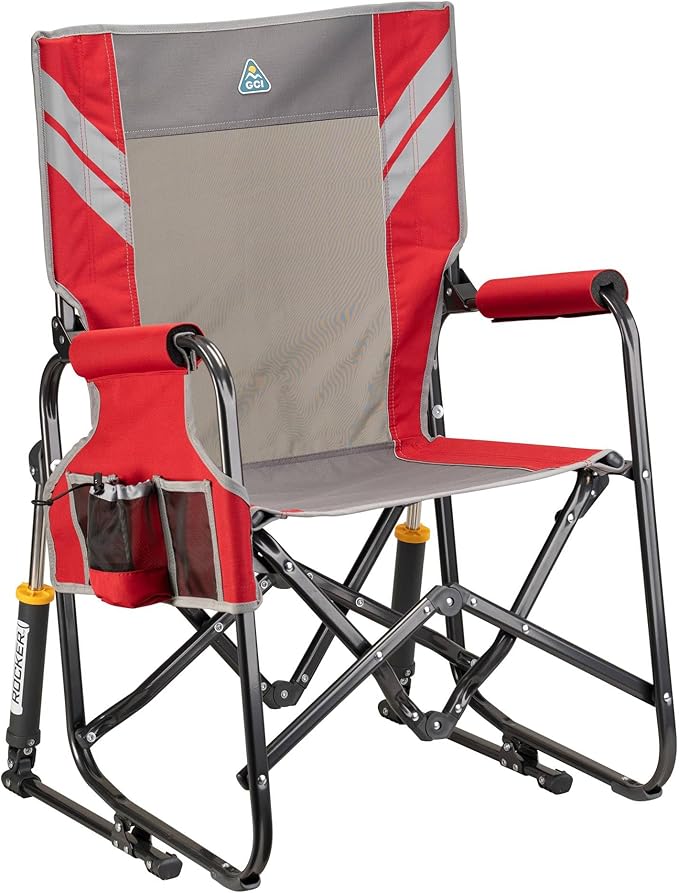 GCI Outdoor Stowaway Rocker - Varsity Red/Gray