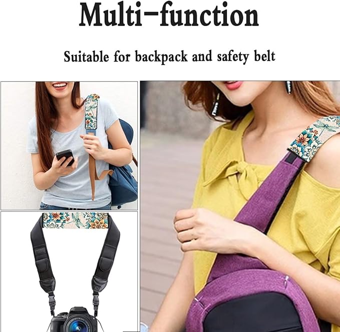 FOR U DESIGNS Car Seat Strap Cover Boho Floral Dragonfly Seat Belt Cover Pad for Adults 2 Pack Car Seat Strap Shoulder Pads Universal Fit