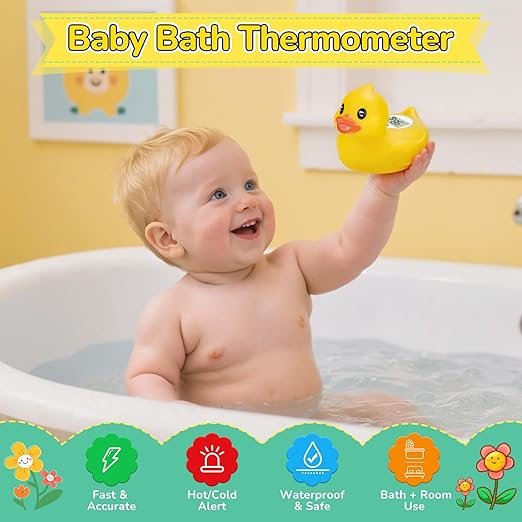 Baby Bath Thermometer – Digital Safety Water Thermometer for Baby Bathtub – °C/°F Display, BPA-Free & Waterproof – Floating Duck Toy for Newborns & Toddlers