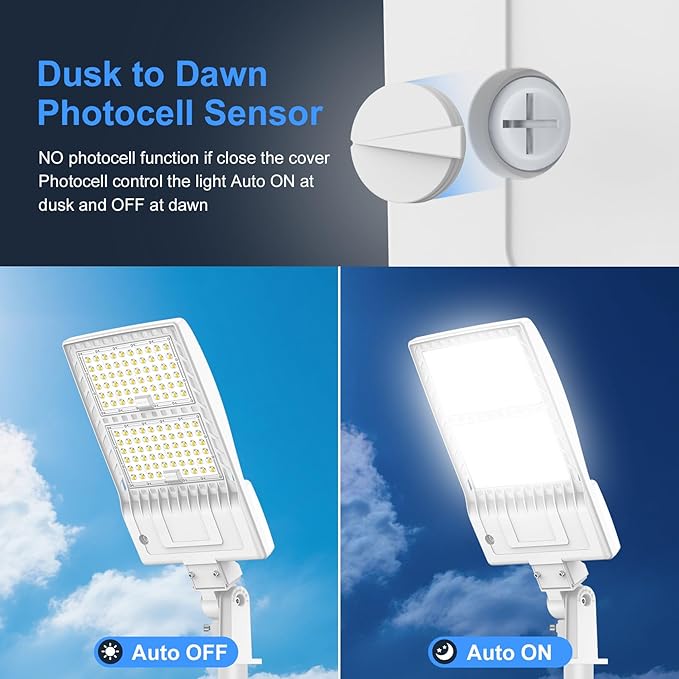 10Pack 400W LED Parking Lot Light UL Listed, Dusk to Dawn LED Shoebox Flood Pole Light Outdoor Parking Lighting Arm & Slip Fit Mount 60,000LM 5000K IP65 Waterproof 100-277V Power Adjustable White