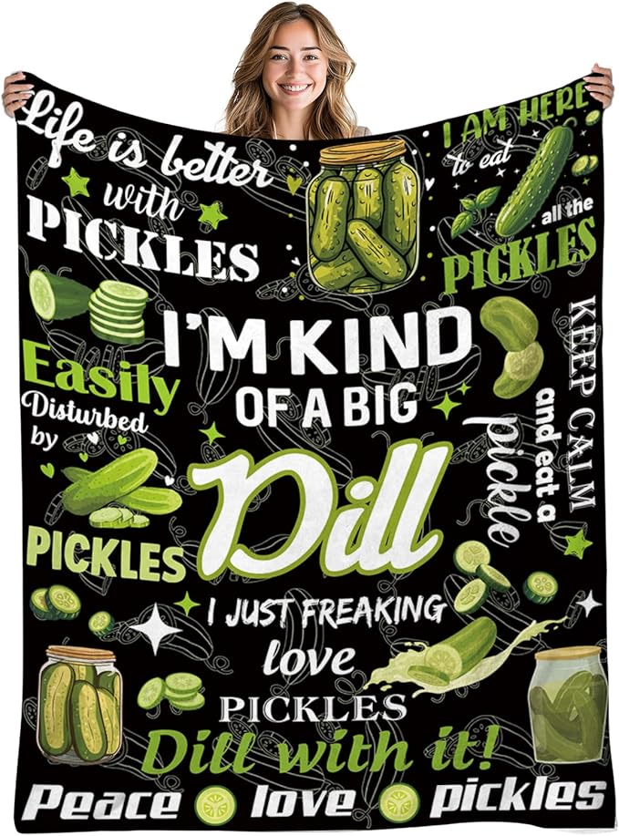 Pickle Blanket Gifts for Pickle Lovers, Pickles Birthday Gifts for Women, Friend, Girl, Soft Warm Blanket for Pickles Lovers, Gift for Couch Sofa Gifts for Christmas Thanksgiving Day 60x80in