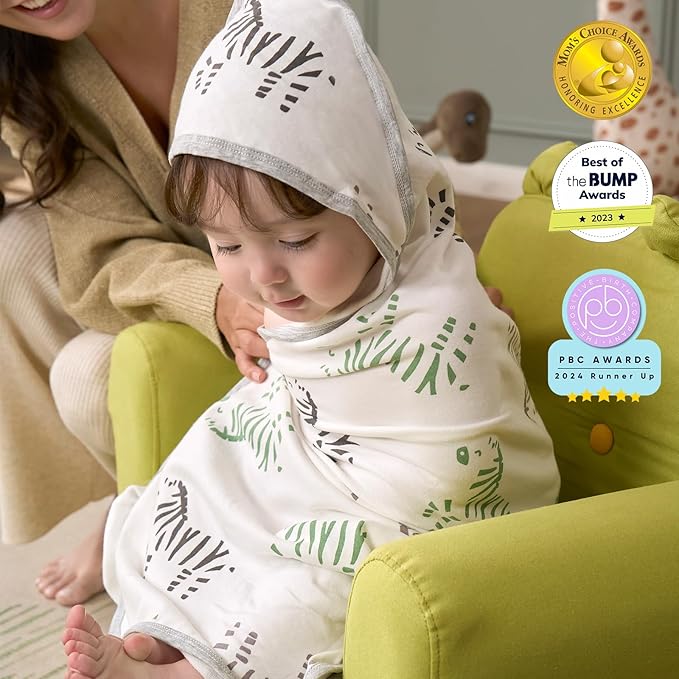 Momcozy Best Wishes Baby Towel with Hooded-Original Design Baby Towel Set -Soft & Absorbent- Shower Gifts or Bath Essential for Infant, Newborn, Toddler