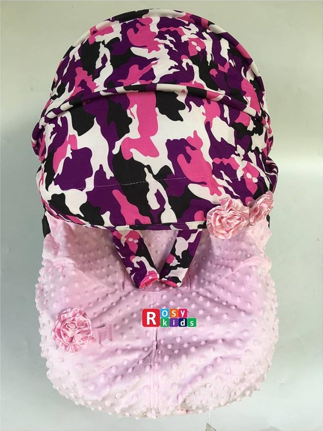 Rosy Kids Purple Camo Baby Pink Infant Car Seat Cover & Canopy Cover Kit, Universal Fit, Polyester, Nylon, Not Water Resistant