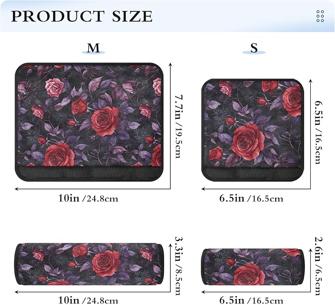 CHIFIGNO Red Roses Purple Leaves Seat Belt Cover Pad Pack of 2 Seat Belt Strap Cover Universal Car Seat Shoulder Strap Pads for Adults Women Kids