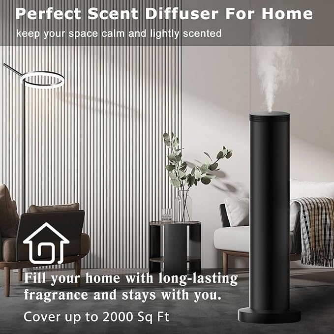 Hotel Scent Diffuser Machine -Cordless Rechargeable Diffuser for Whole House- Scent Air Machine for Home -App Bluetooth Control - Waterless Essential Oil Diffuser for Large Room, Studio Office -Black