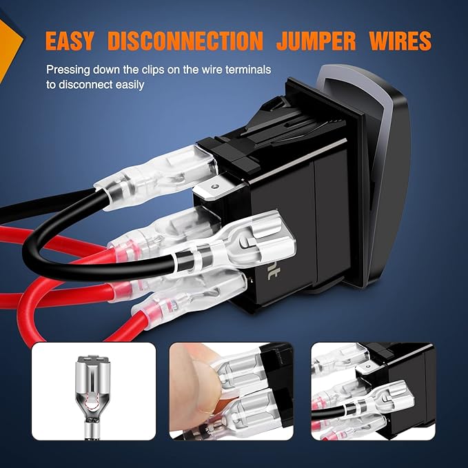 Nilight Rock Lights Rocker Switch Led Light Bar 5Pin Laser On Off SPST switches 20A/12V 10A/24V Switches Red with Jumper Wires Set for Cars Trucks RVs