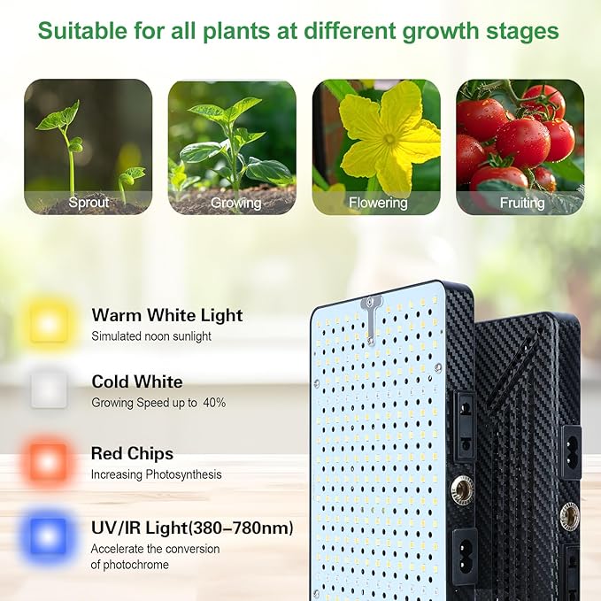 FRGROW 2026 2Head Full Spectrum Grow Light with Stand, 50 Watt Bright Grow Lights for Indoor Large Plants, Tall Bonsai Tree, Auto On/Off Daily Timer(4/8/12/16/20H), Adjustable Stand 24"-78"