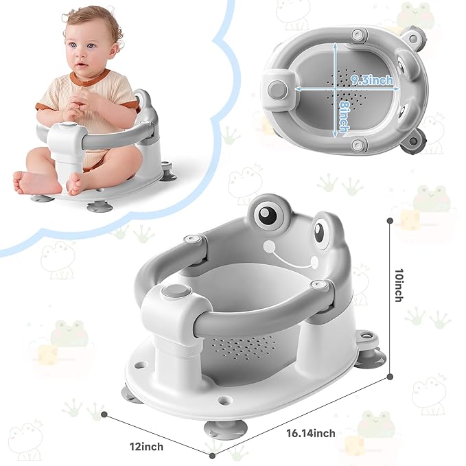 Baby Bath Seat for Babies 6 Months & up Non-Slip Toddler Bath Seats for Sitting Up Infant Bathtub Chair with Suction Cups and Soft Cushion for Baby Shower Tub Seat
