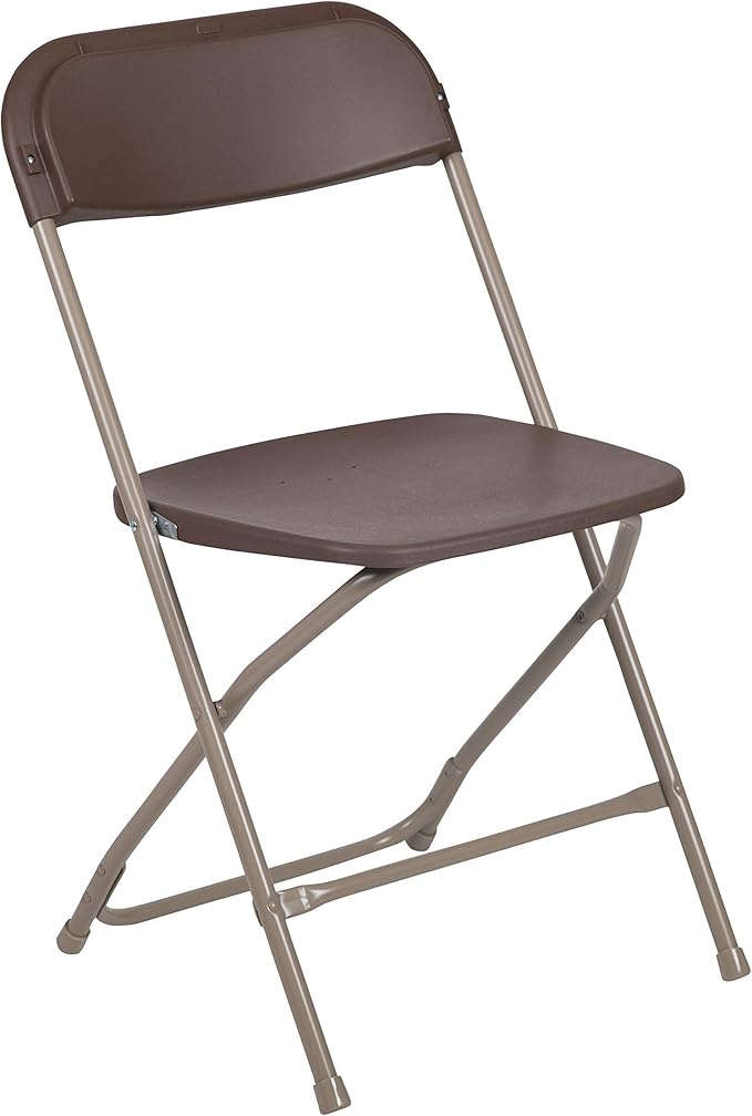 Flash Furniture Hercules Series Plastic Folding Chair Brown - 10 Pack 650LB Weight Capacity Comfortable Event Chair-Lightweight Folding Chair