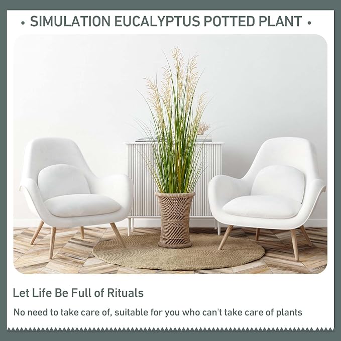 Artificial Plant, 47in Tall Pampas Grass, Faux House Plants in Pot, Indoor Decorative Flowers &Greenery for Home and Office, Ideal Housewarming Gift