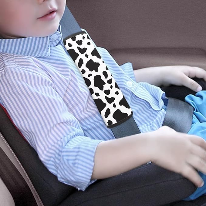AFPANQZ Cow Print Car Seat Belt Covers Straps Pad Cushion Set for Boys Girls Auto Safety Seatbelt Pads Cushion Auto Accessories Decor Soft Backpack Laptop Bag Straps Shoulder Pad Soft Cushion