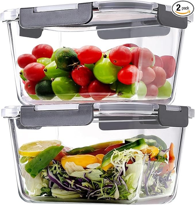 2 Pack Large Glass Storage Containers
