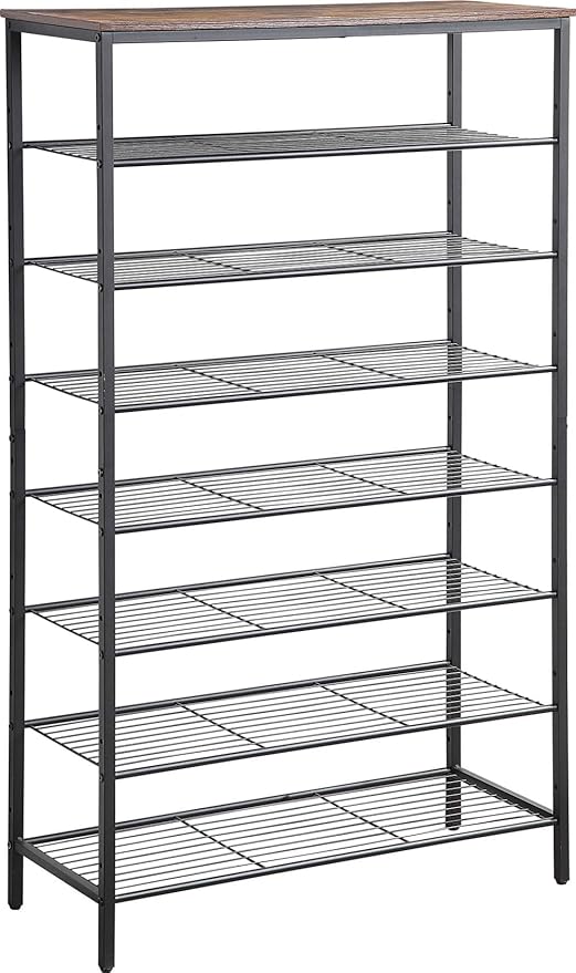 8-Tier Shoe Rack Organizer, Metal Mesh Shoe Storage Shelf, for Entryway, Hallway, Closet, Dorm Room, Industrial, Rustic Brown