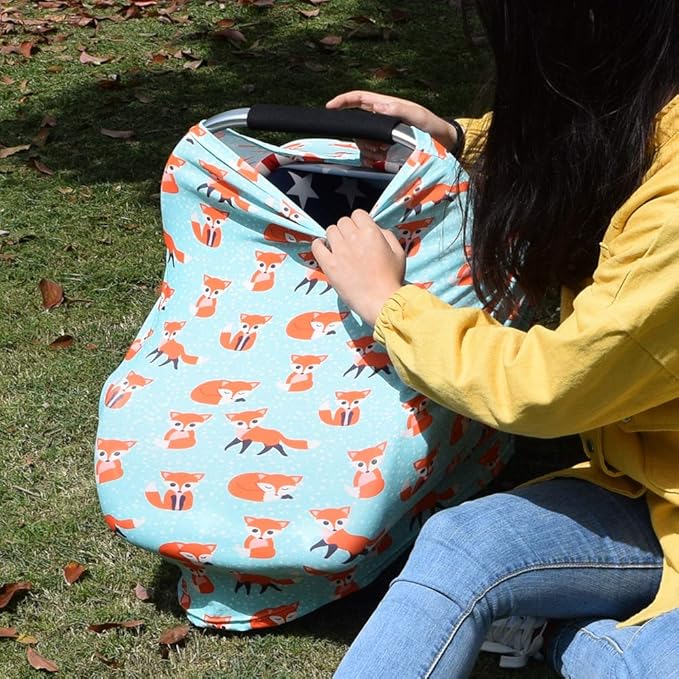 Nursing Cover,Breastfeeding Scarf,Baby Car Seat Covers Canopies,Infant Stroller Cover for Girls and Boys Baby Shower Gifts (Fox)