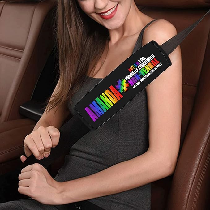 Autism POD Non Verbal Autism Awareness Seat Belt Cover for Kid Family Special Need Autistic Medical Alert Car Cushion Cover Support Autism Gift Personalized Name 39