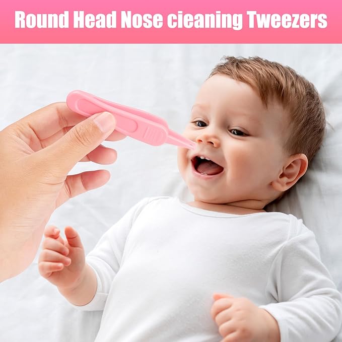Baby Nasal Aspirator Nasal Congestion Relief with 25 Hygiene Filters 2 Silicone Tips with Nose Cleaning Tweezer, Pink