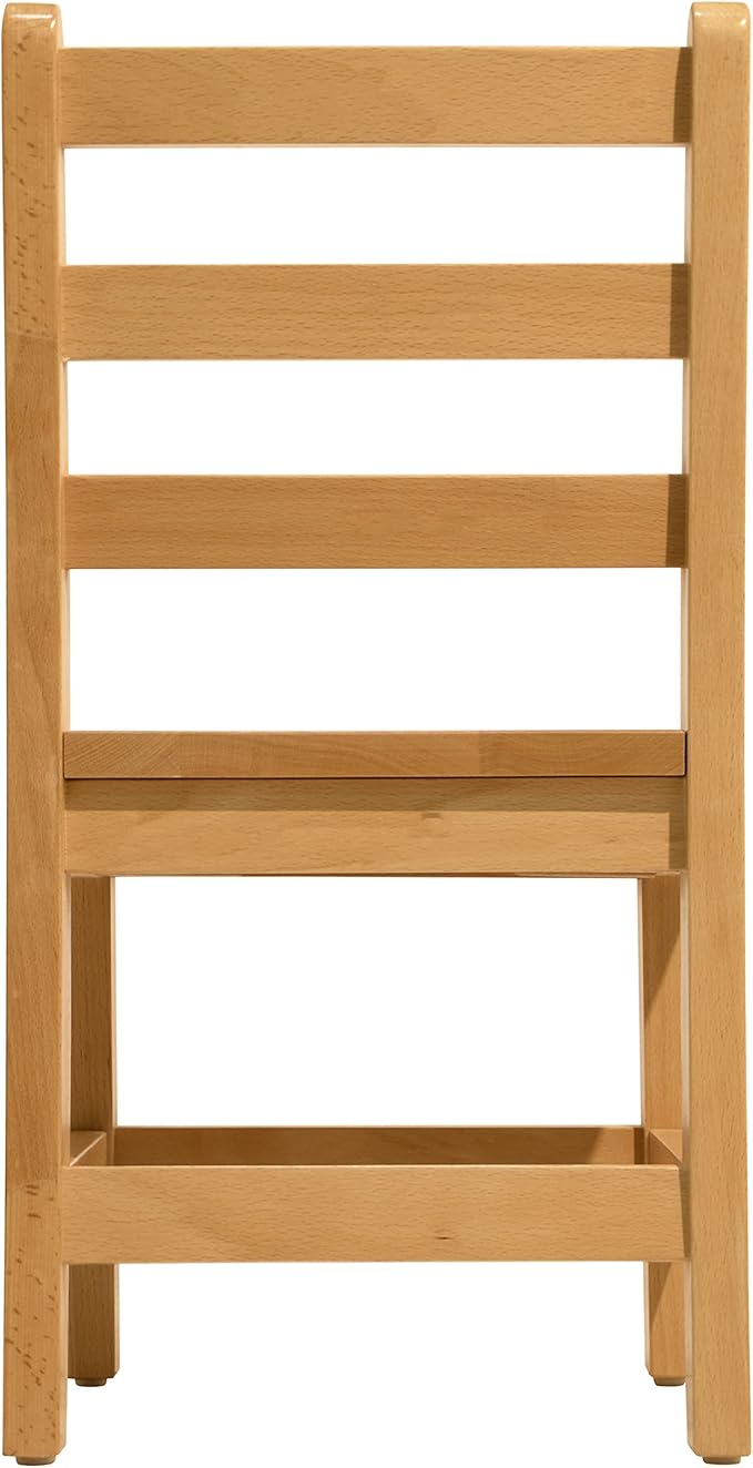 Kids Wooden Chair Set, Fully Assembled Youth Ladderback Wood Chairs for Children, 16" Seat Height for Ages 10-11 (Set of Two)