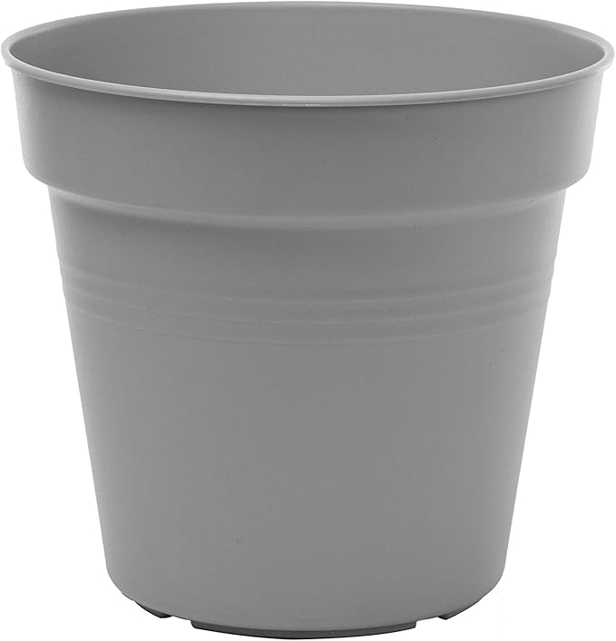 Mintra Home Garden Pots 4pk - Flowers, Herbs, Plants, Indoor, Outdoor, Colorful, Wholesale, Bulk (Grey, 17cm Diameter (6.6in))