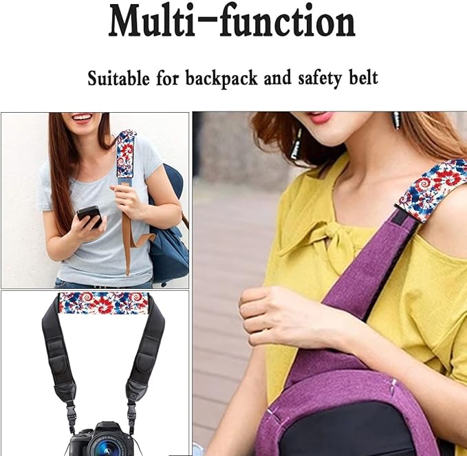 Car Seat Belt Cover Pad,Soft Comfortable Shoulder Seatbelt Pads Cushions for Adults and Children Universal Fit Auto Decor,American Tie-Dye