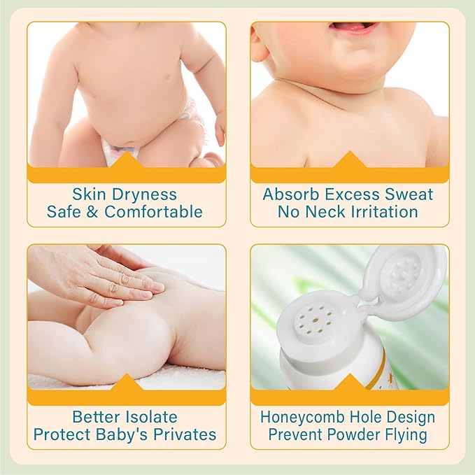PEGO Cornstarch Baby Powder,Talc-Free,with Zinc Oxide,Aloe and Chamomilla,Prevent Heat Rash,Diaper Rash,Protect Newborns,Toddlers from Chafing,‌Non-Irritating,Travel Size 100g/3.5Oz (1 Pack)