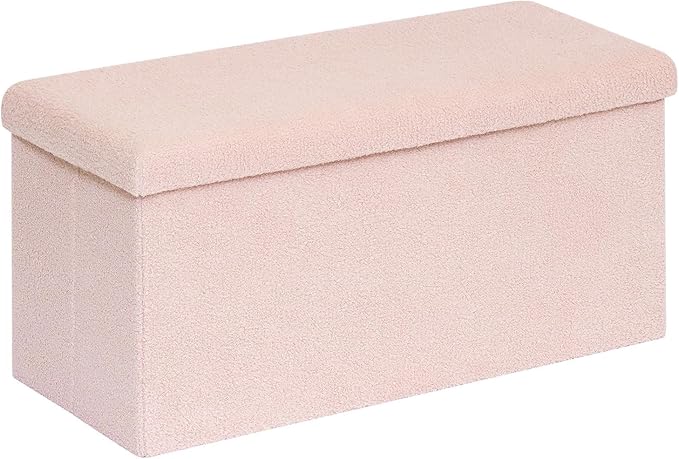 30.1" Storage Ottoman Bench - Foldable Foot Rest Stool Bedroom Bench for Living Room, Entryway-Pink