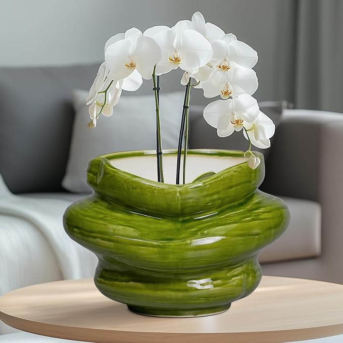 Ceramic Planters Bonsai 11 Inch - Planters with Drainage Hole, Flower Pots for Indoor Plants Outdoor Plants, Large Plant Pot for Home Decor, Gift for Men Women, Green