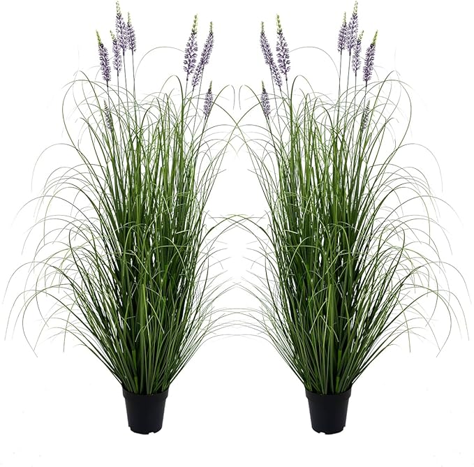 Artificial Plant 5ft(2pack) Tall Artificial Lavender Plant,Faux Plants Indoor Home Decorative Artificial Plants & Flowers in Pot Fake Plant, House Plant Indoor