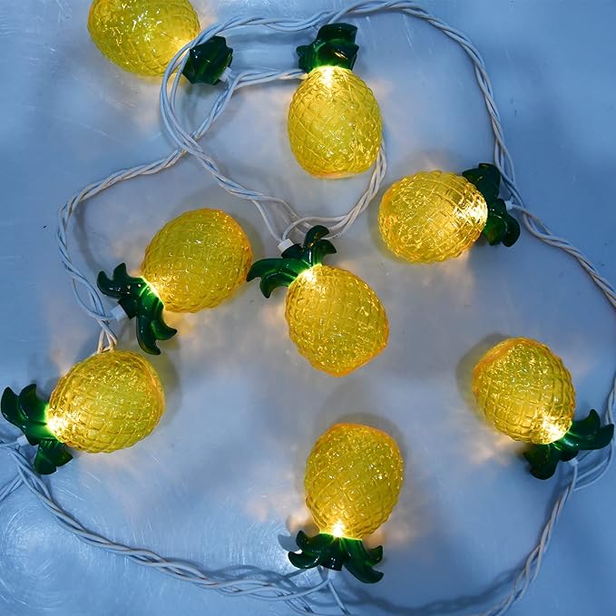 SUNSGNE Pineapple String Lights, Outdoor String Light with 10 Pineapples, Outdoor Indoor Party Lights, Summer Patio String Lights, Pineapple String Mini Incandescent Light, Hawaiian Themed Lights