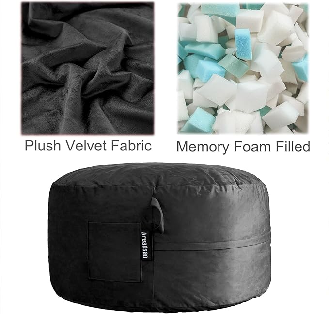 Bean Bag Chairs, Memory Foam Stuffing Bean Bag Chair for Adults/Teens/Kids with Removable Zipperd Cover, High-Rebound Memory Foam Lazy Sofa Furniture for Living Room Bedroom College Dorm