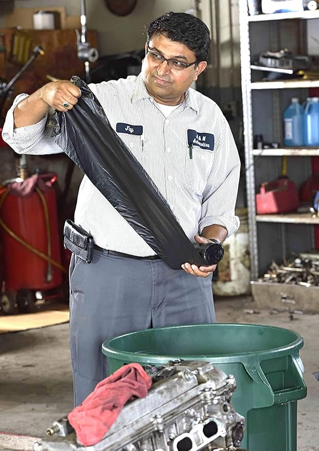 Aluf Plastics 44 Gallon 1.5 MIL Black Heavy Duty Trash Bags