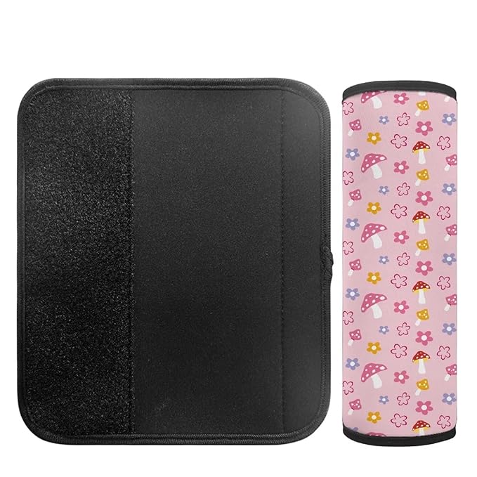 AFPANQZ Auto Seat Belt Covers for Kids Girls 2 Pack Safety Seatbelt Pad Cushion Mushroom and Floral Seatbelt Covers Portect Neck Shoulder Support Seatbelt Pillow Backpack Shoulder Straps Pads