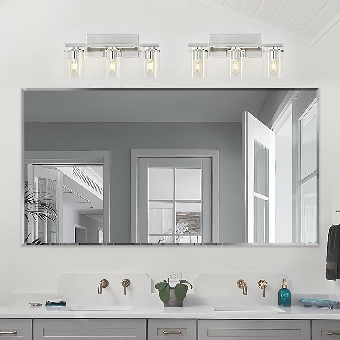 60x36 Inch Bathroom Mirror Frameless Beveled Edge Rectangle Wall Mirror Explosion Proof and Shatterproof Bathroom Vanity Mirror Wall Mounted Hang Firmly (Horizontal or Vertical)