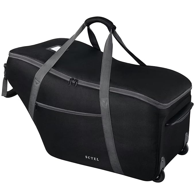SCTEL Car Seat Travel Bag for Airplane Fits Chicco KeyFit 30, UPPAbaby MESA, Nuna Pipa, Padded Car Seat Bag with Wheels, Infant Gate Check Bag with side pocket, Protective Feet, Adjustable Handle