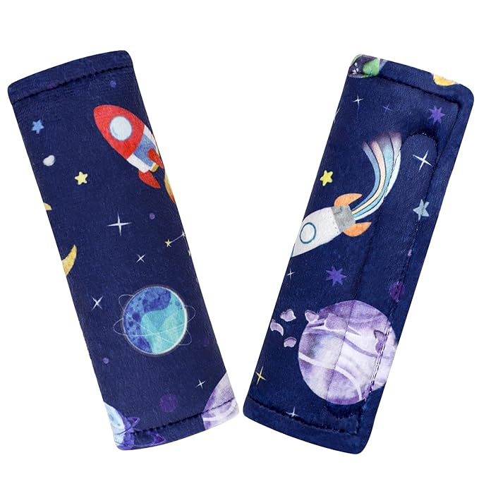 Baby Car Seat Strap Cover 2 Pack Outer Space Car Seat Straps Shoulder Pads, Seat Belt Cushions Pads for Infant Car Seats, Stroller, Pushchair