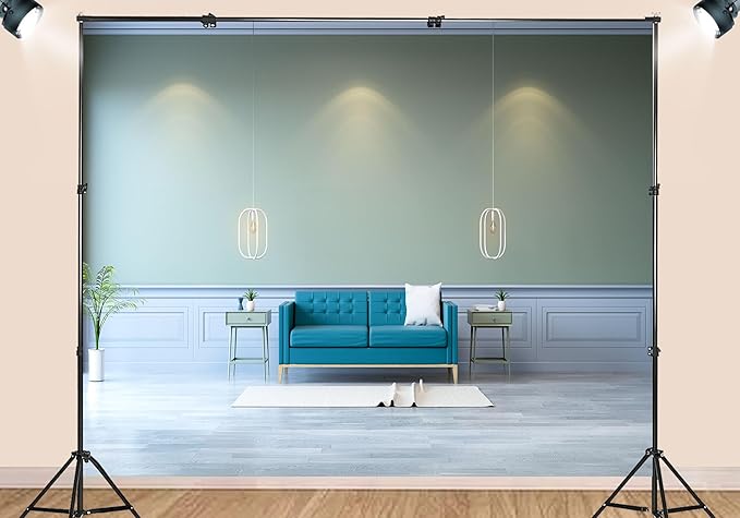 Modern Living Room Sofa Backdrop Voice Assistant Device Interior Apartment Luxury House Background Nordic Style Party Decorations Smart Speaker Integration Live Video Zoom Calls Props 8X8ft Fabric